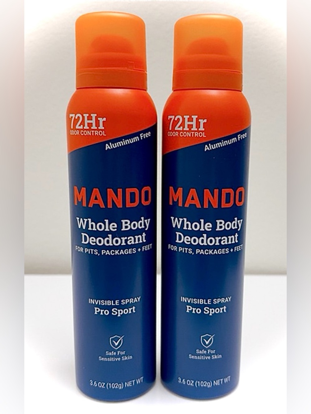 2-Mando Whole Body Deodorant Spray for Men  Aluminum Free NEW 2-pack
